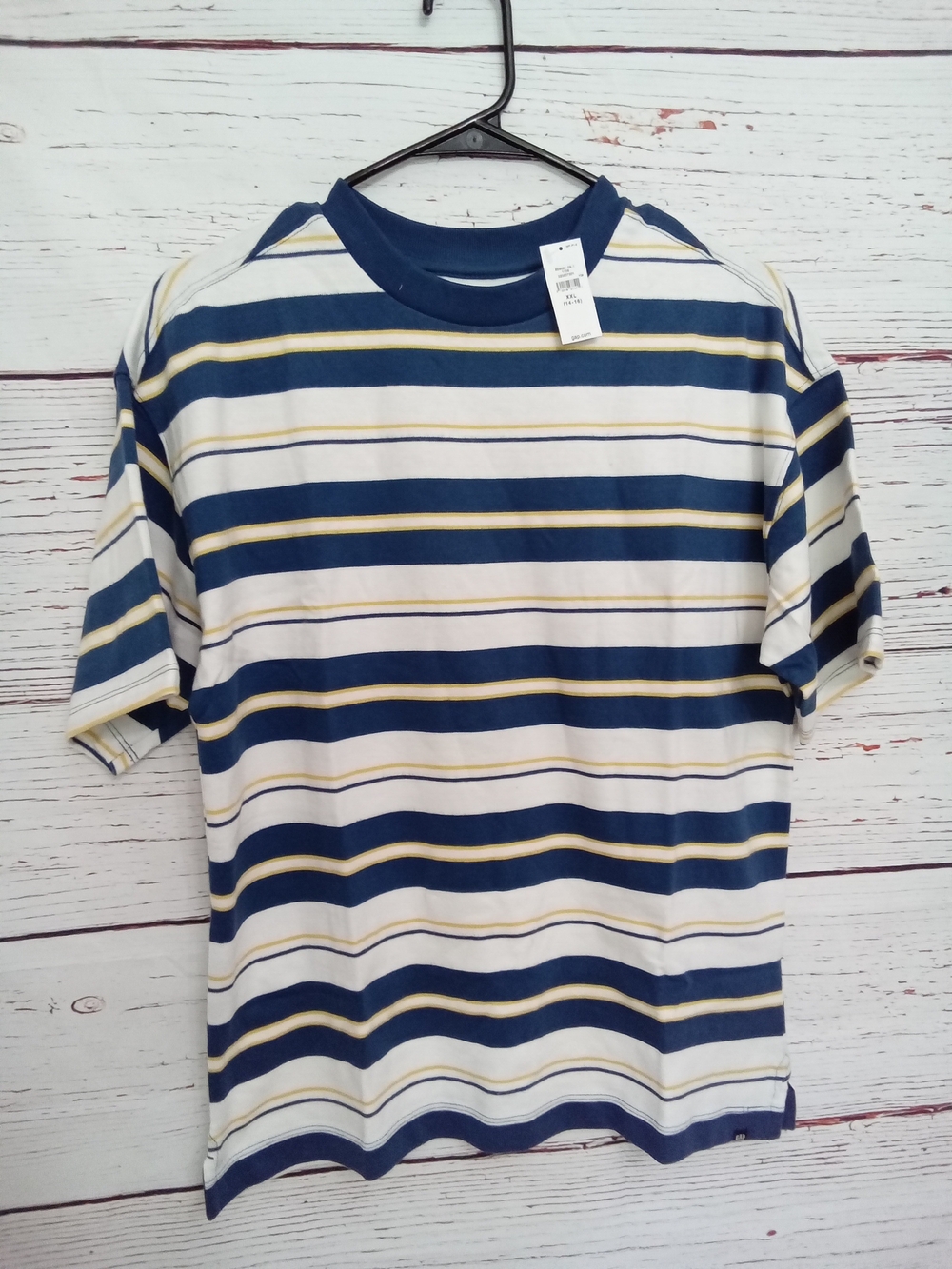Gap Kids Heavyweight Striped T-Shirt Navy White Yellow XXL 14-16